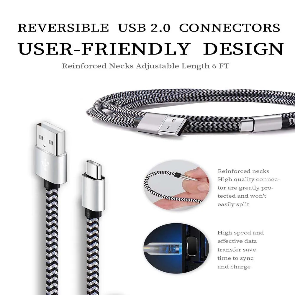 1-3Pcs USB Type C Cable Fast Charging Battery Charger Wire Woven Nylon Data Cable Mobile Phone Charger For Huawei Samsung USB C