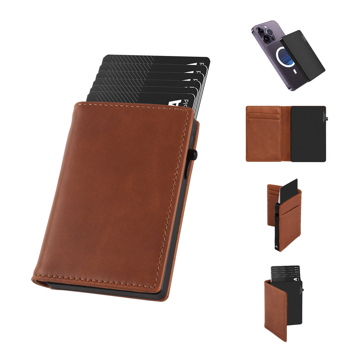 TOYFID Aluminum Alloy Wallet With Genuine Leather Cover Men's Billfolds-1