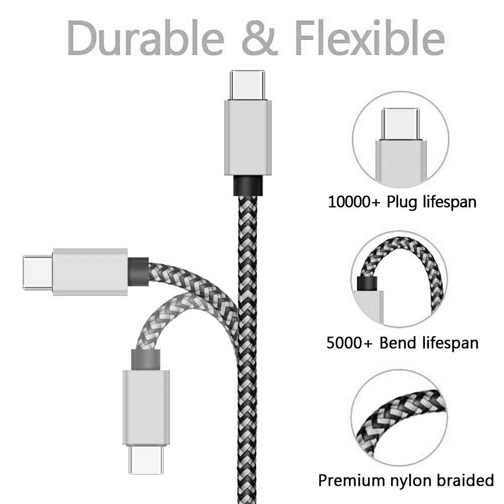 1-3Pcs USB Type C Cable Fast Charging Battery Charger Wire Woven Nylon Data Cable Mobile Phone Charger For Huawei Samsung USB C