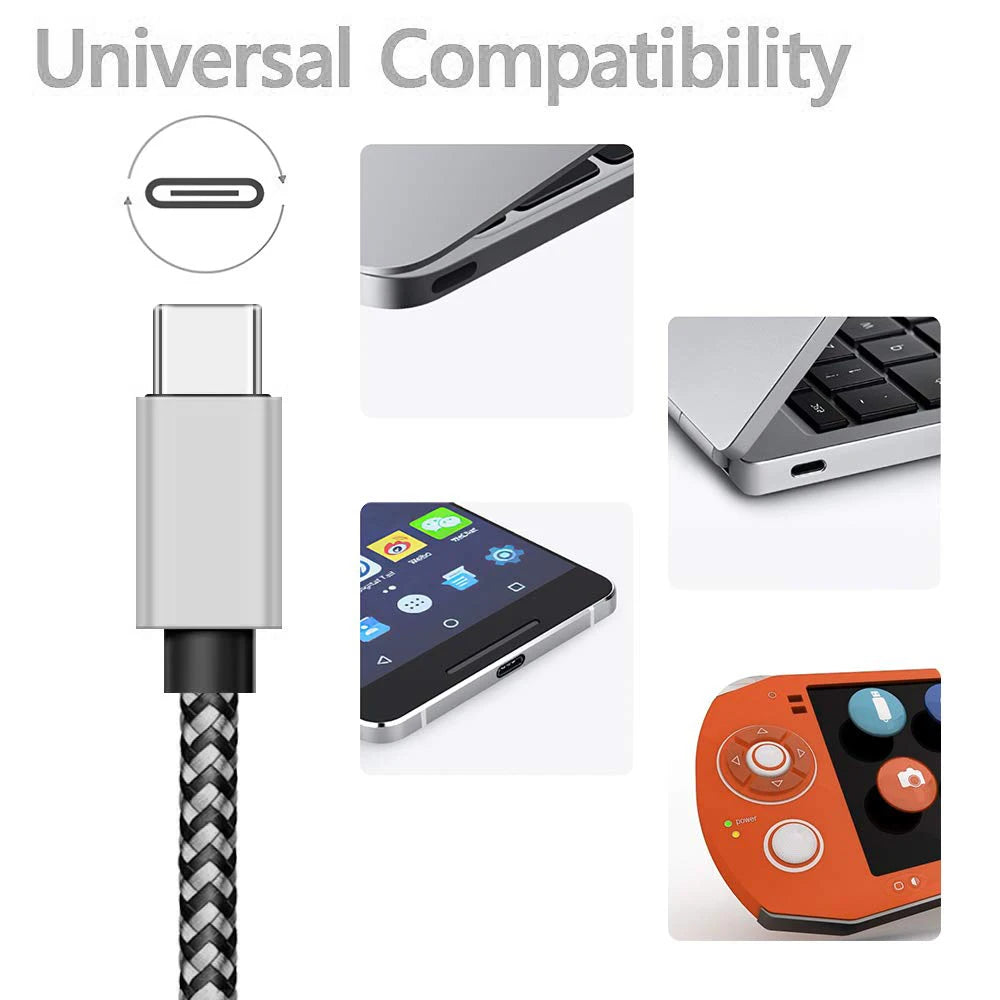 1-3Pcs USB Type C Cable Fast Charging Battery Charger Wire Woven Nylon Data Cable Mobile Phone Charger For Huawei Samsung USB C