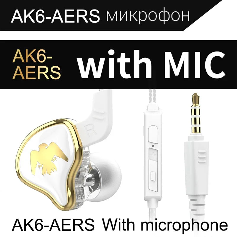 QKZ AK3 HiFi 3.5MM Wired Earphone with Microphone Bass  Noise Cancelling Headphones For Sport Gaming Music Stereo Sound Earbuds