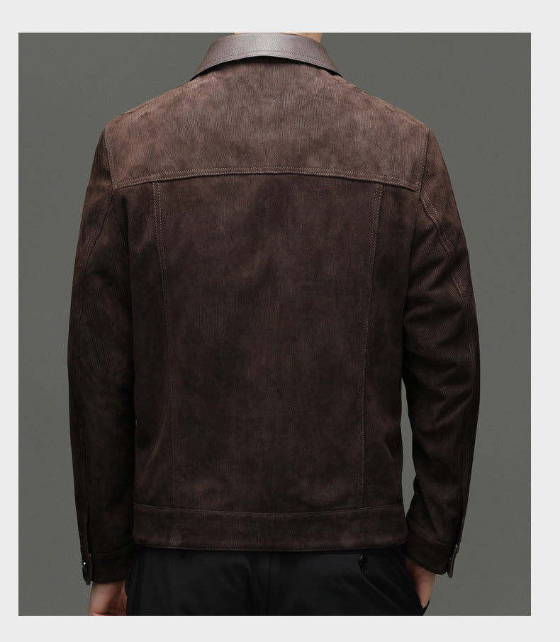 Men's Autumn and Winter New Sheep Suede Jacket Jacket Youth Casual Fashion Handsome Leather Top Men's Leather Jacket Men