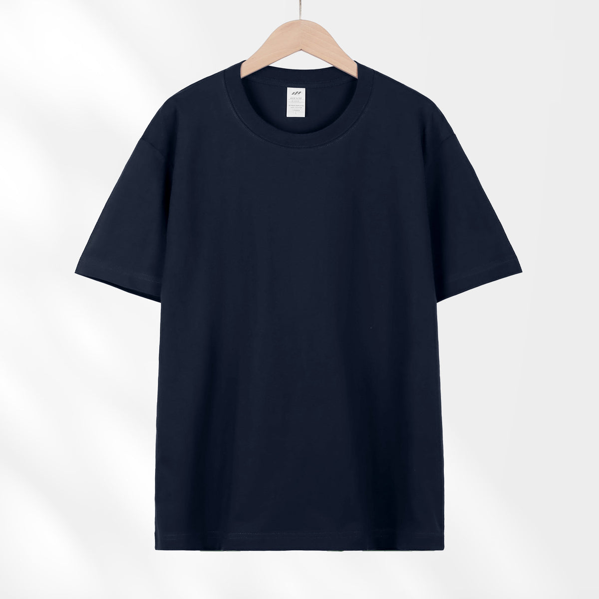 Camiseta japonesa de manga curta de algodão puro pesado 230g para mulheres, versátil, gola redonda, ombro direto, cor sólida, meia manga, atacado, camiseta para homens