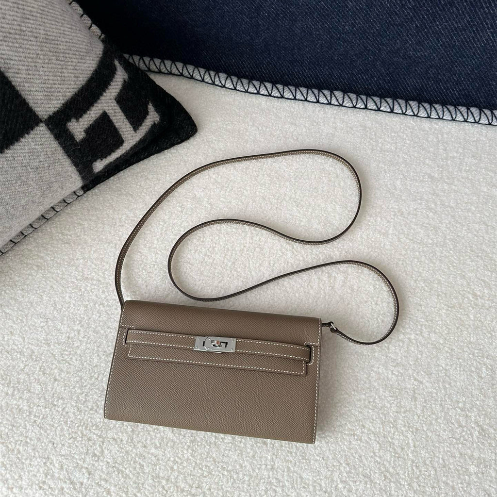 Pure hand-stitched wax thread Kelly epsom cowhide suede crossbody women's bag wallet hand-beaten copper stud crossbody backpack