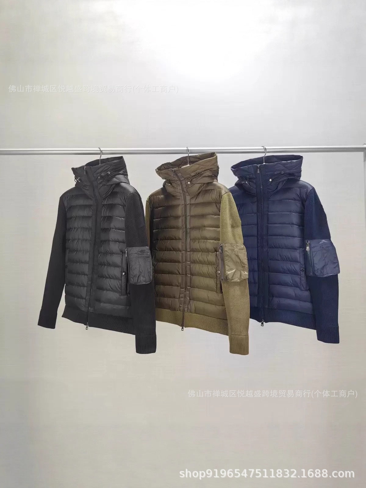 Estação europeia nova M casa malha emenda casual jaqueta masculina branca pato penugem quente moda fino jaqueta para baixo