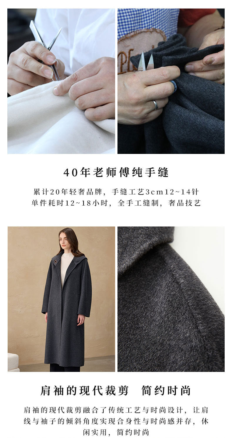 Hepburn Style Outwear Cashmere Woolen Outwear Double-Sided Woolen Outwear Women's Commuter Long Woolen Outwear 2025 Autumn and Winter Outwear