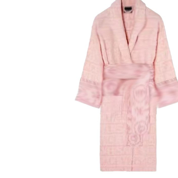 Cross-Border E-Commerce Pure Cotton Bathrobe Towel Material Unisex All-Season Lettered Bathrobe Van's Long-Style Couple's Bathrobe