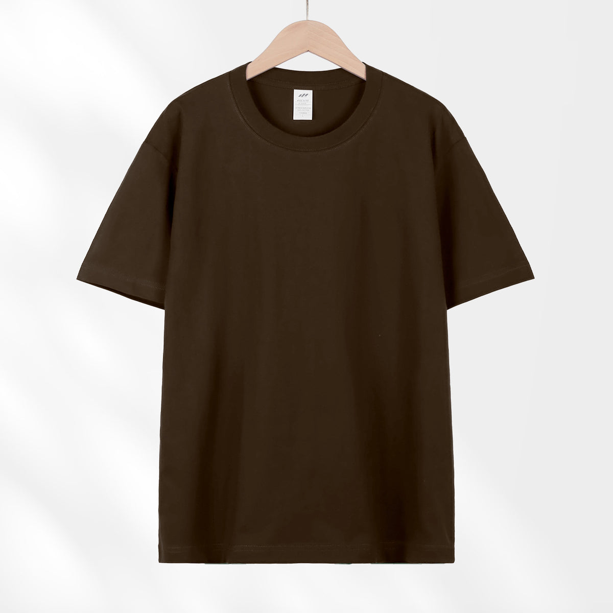 Camiseta japonesa de manga curta de algodão puro pesado 230g para mulheres, versátil, gola redonda, ombro direto, cor sólida, meia manga, atacado, camiseta para homens