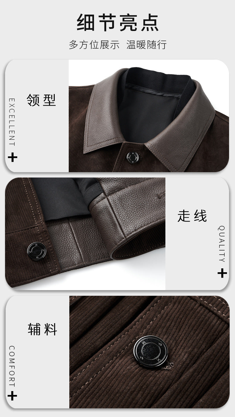 Men's Autumn and Winter New Sheep Suede Jacket Jacket Youth Casual Fashion Handsome Leather Top Men's Leather Jacket Men
