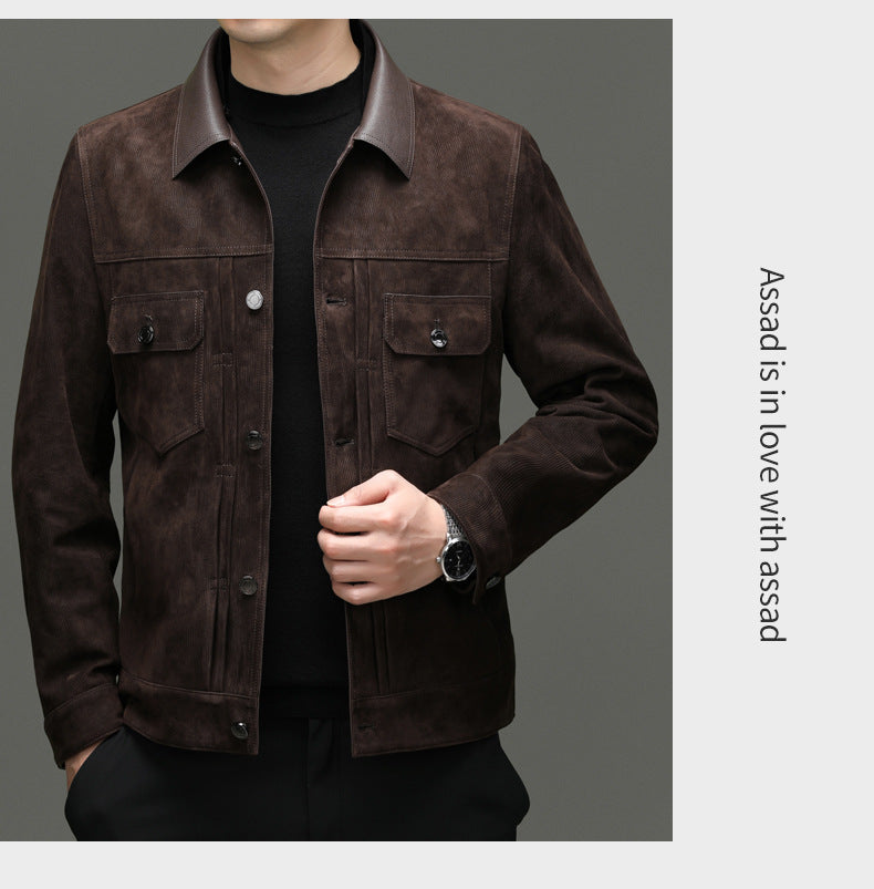 Men's Autumn and Winter New Sheep Suede Jacket Jacket Youth Casual Fashion Handsome Leather Top Men's Leather Jacket Men