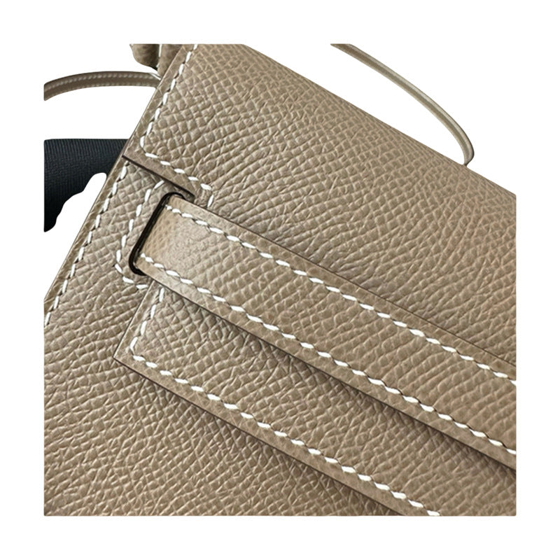 Pure hand-stitched wax thread Kelly epsom cowhide suede crossbody women's bag wallet hand-beaten copper stud crossbody backpack