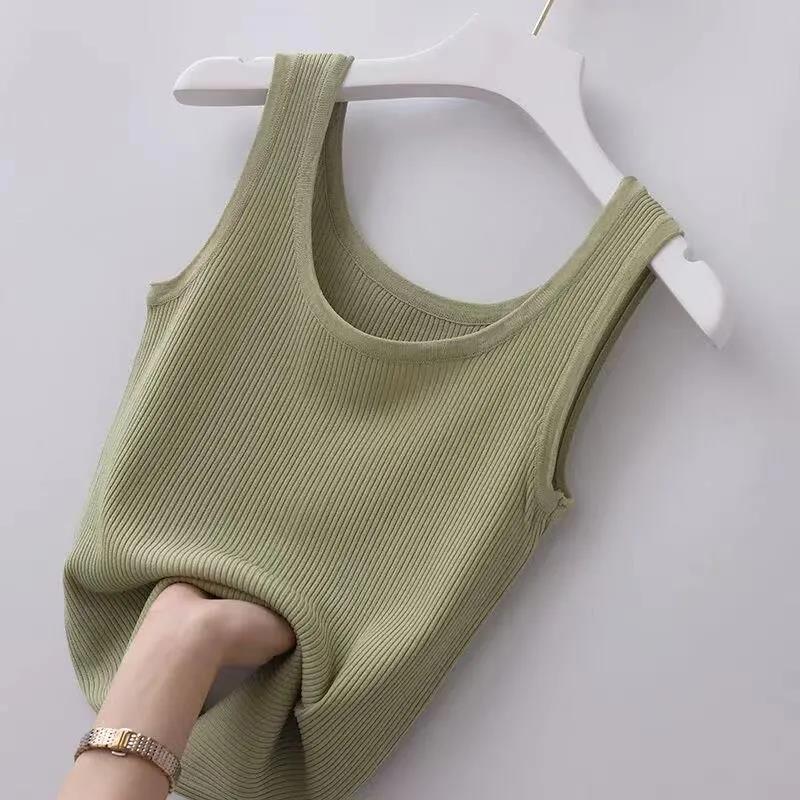 Douyin quente camisola feminina colete interior feminino 2023 primavera e verão nova camisa de fundo fino feminino sem mangas