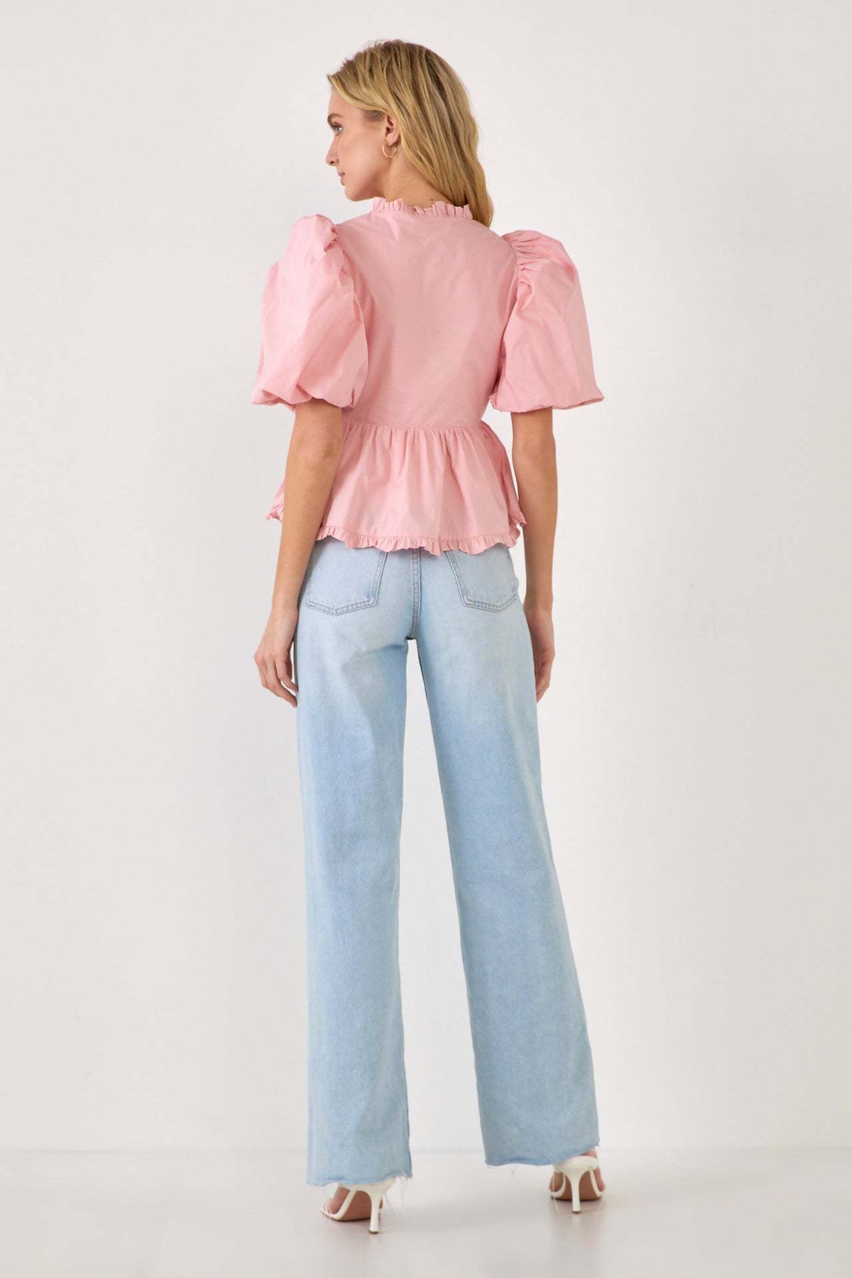 2024 New Summer Dress New Retro Western Style V-Neck Bubble Short Sleeve Shirt