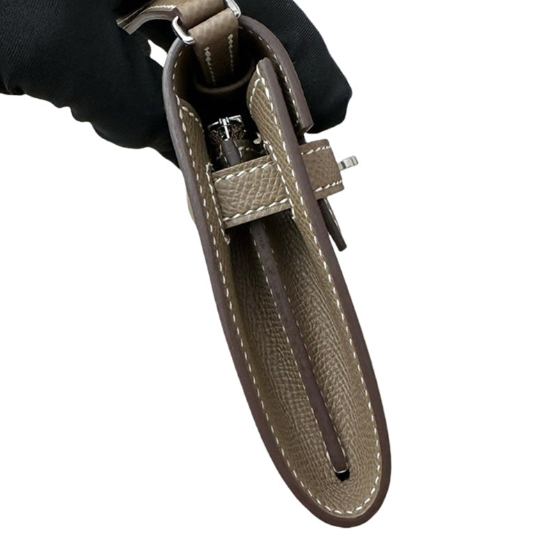 Pure hand-stitched wax thread Kelly epsom cowhide suede crossbody women's bag wallet hand-beaten copper stud crossbody backpack