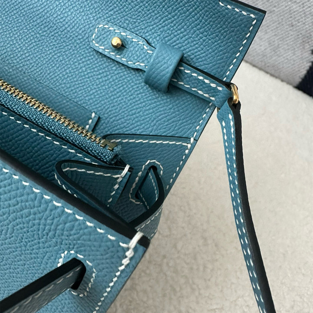 Pure hand-stitched wax thread Kelly epsom cowhide suede crossbody women's bag wallet hand-beaten copper stud crossbody backpack