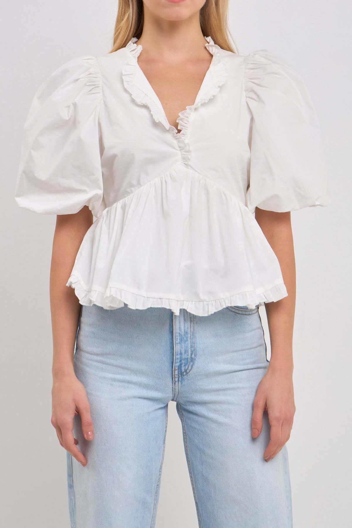 2024 New Summer Dress New Retro Western Style V-Neck Bubble Short Sleeve Shirt
