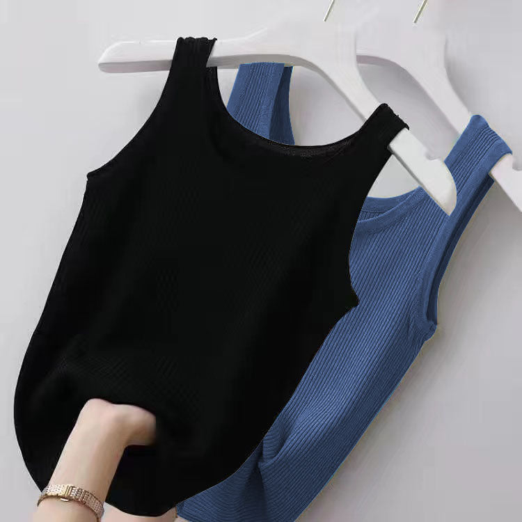 Douyin quente camisola feminina colete interior feminino 2023 primavera e verão nova camisa de fundo fino feminino sem mangas