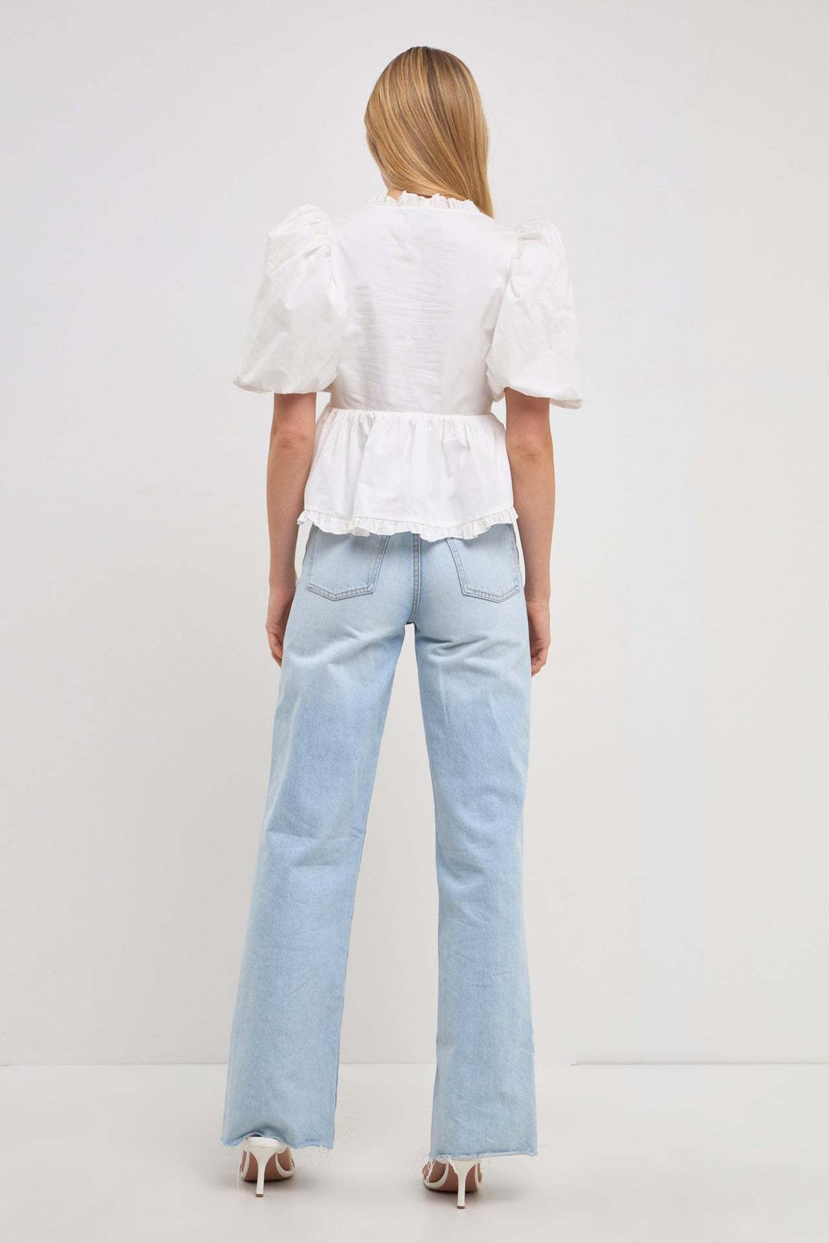 2024 New Summer Dress New Retro Western Style V-Neck Bubble Short Sleeve Shirt