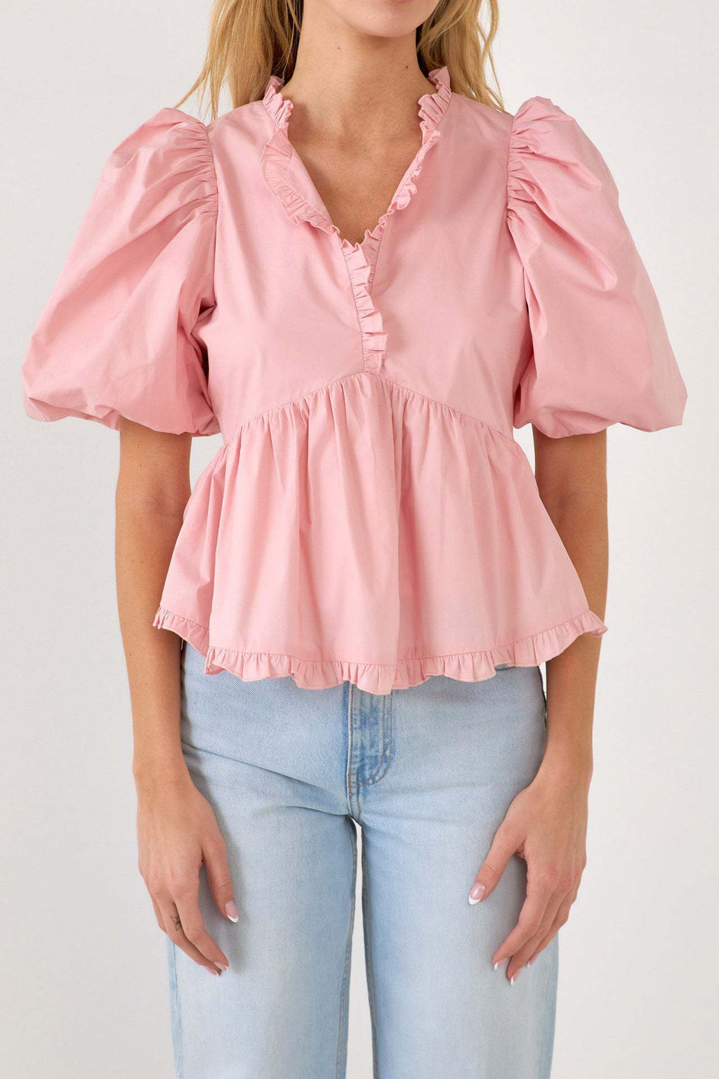 2024 New Summer Dress New Retro Western Style V-Neck Bubble Short Sleeve Shirt