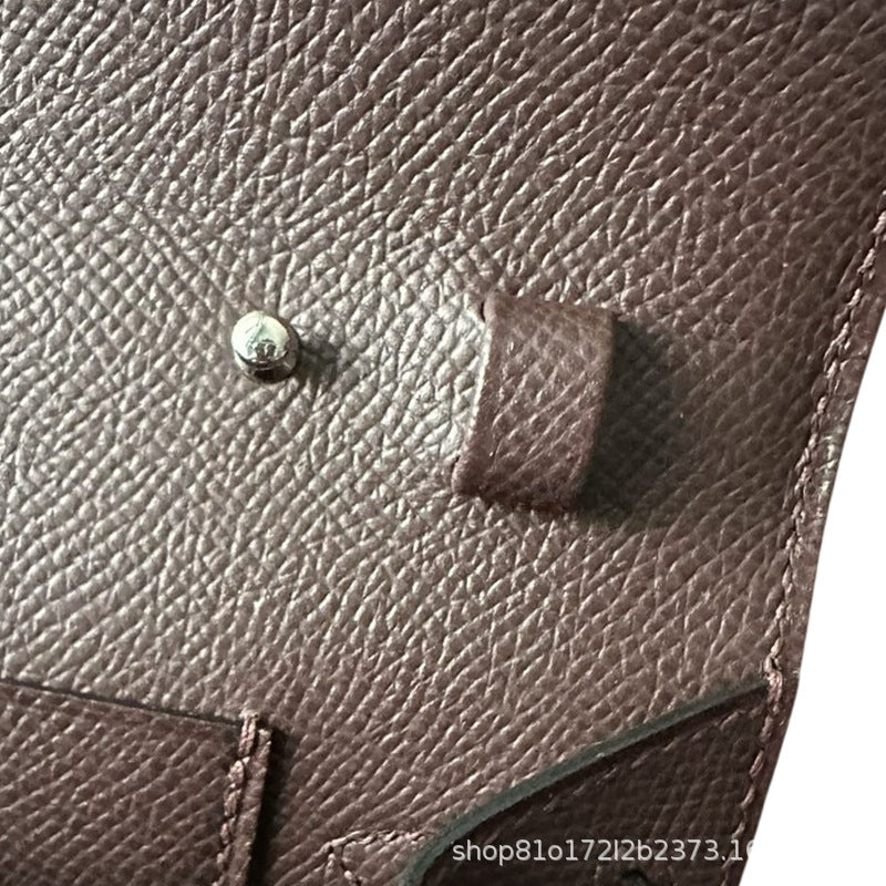 Pure hand-stitched wax thread Kelly epsom cowhide suede crossbody women's bag wallet hand-beaten copper stud crossbody backpack
