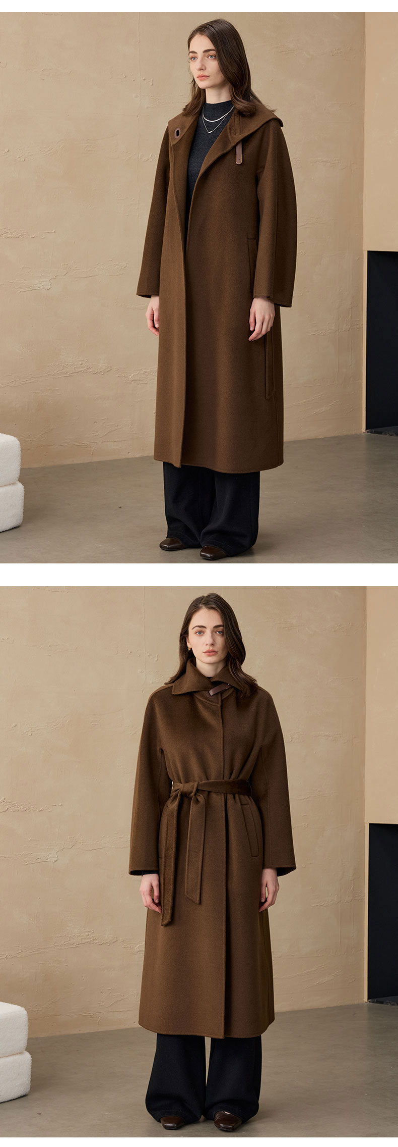 Hepburn Style Outwear Cashmere Woolen Outwear Double-Sided Woolen Outwear Women's Commuter Long Woolen Outwear 2025 Autumn and Winter Outwear