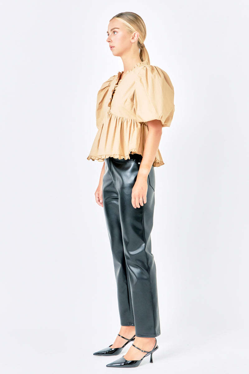 2024 New Summer Dress New Retro Western Style V-Neck Bubble Short Sleeve Shirt