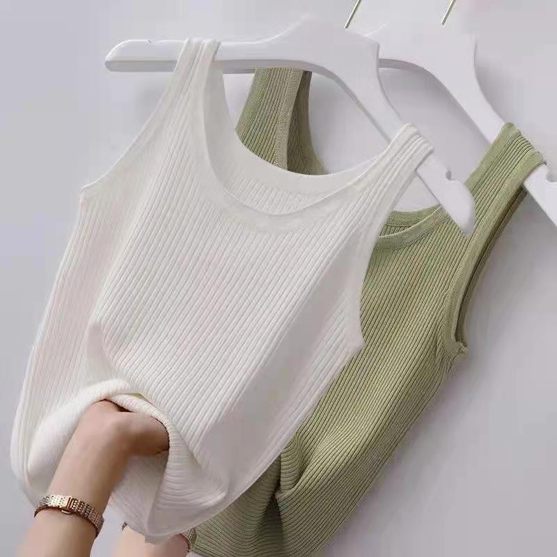 Douyin quente camisola feminina colete interior feminino 2023 primavera e verão nova camisa de fundo fino feminino sem mangas