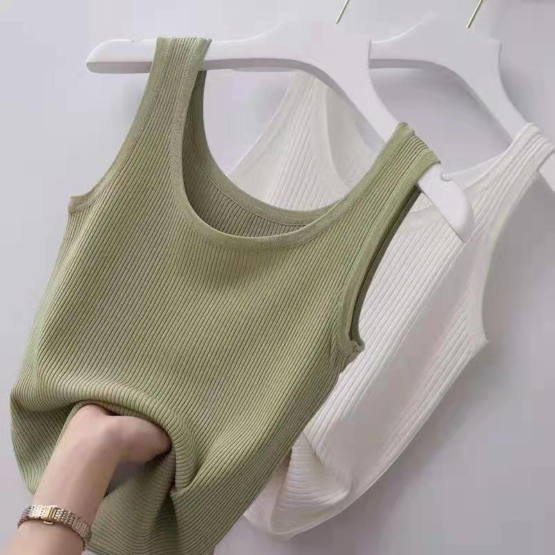 Douyin quente camisola feminina colete interior feminino 2023 primavera e verão nova camisa de fundo fino feminino sem mangas