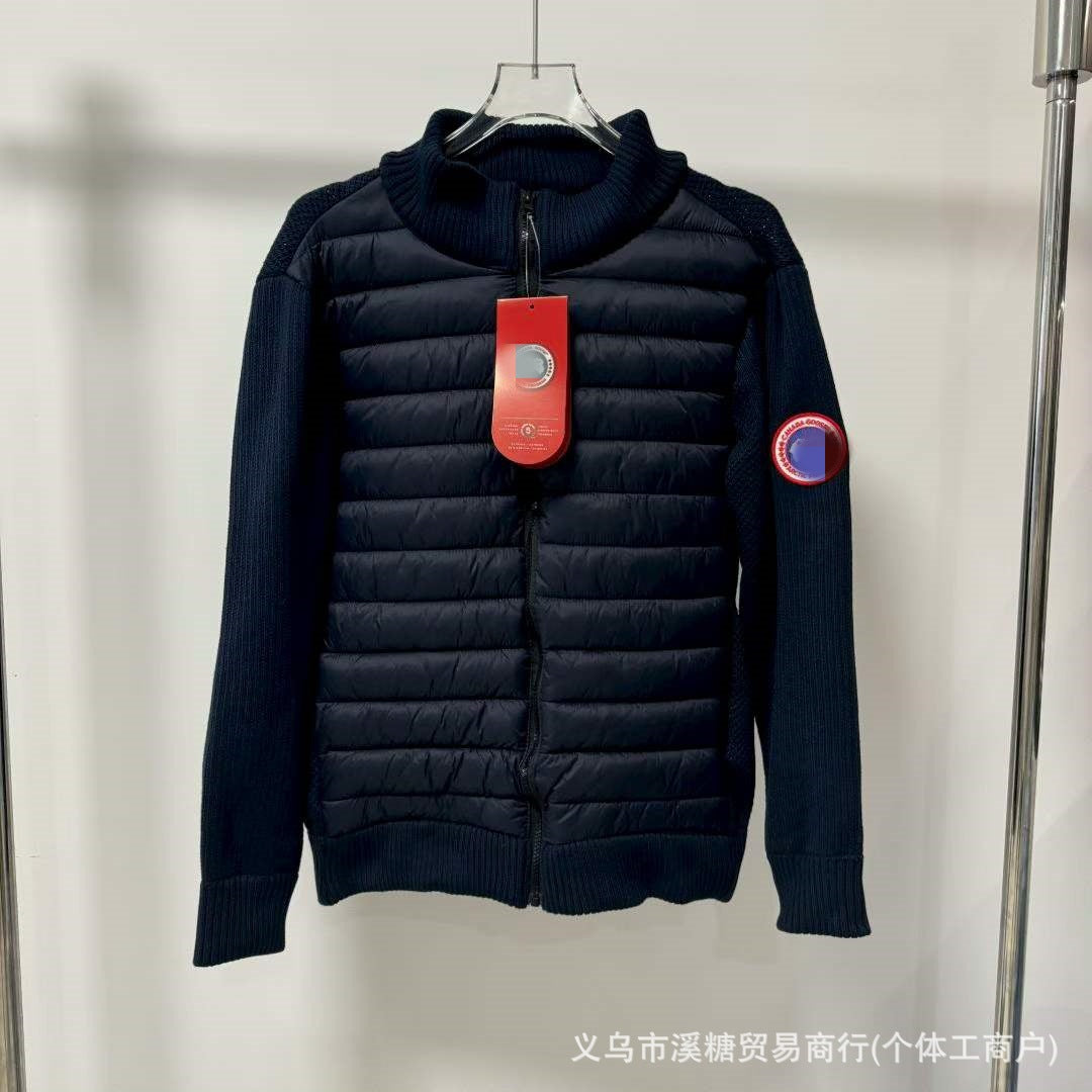 Estação europeia novo ganso de malha emenda casual jaqueta masculina branca pato penugem quente moda fino jaqueta para baixo