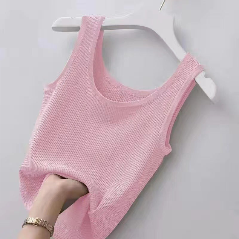 Douyin quente camisola feminina colete interior feminino 2023 primavera e verão nova camisa de fundo fino feminino sem mangas