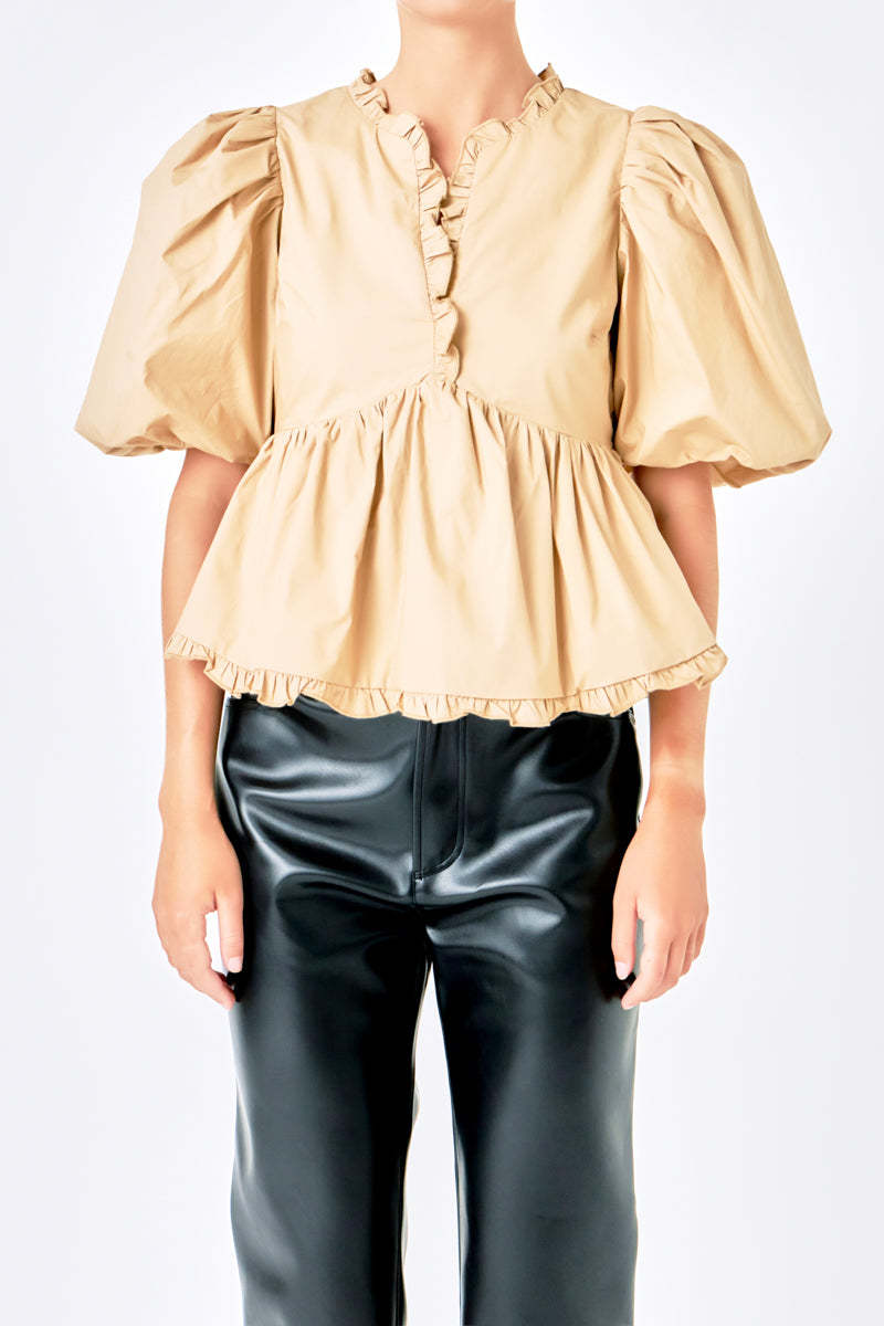2024 New Summer Dress New Retro Western Style V-Neck Bubble Short Sleeve Shirt