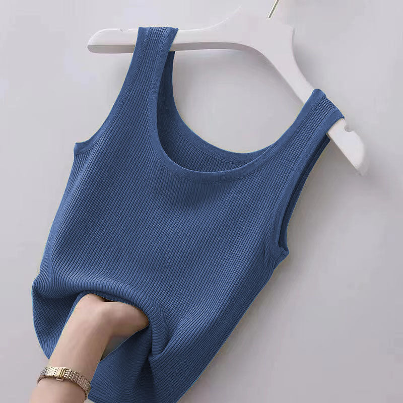Douyin quente camisola feminina colete interior feminino 2023 primavera e verão nova camisa de fundo fino feminino sem mangas