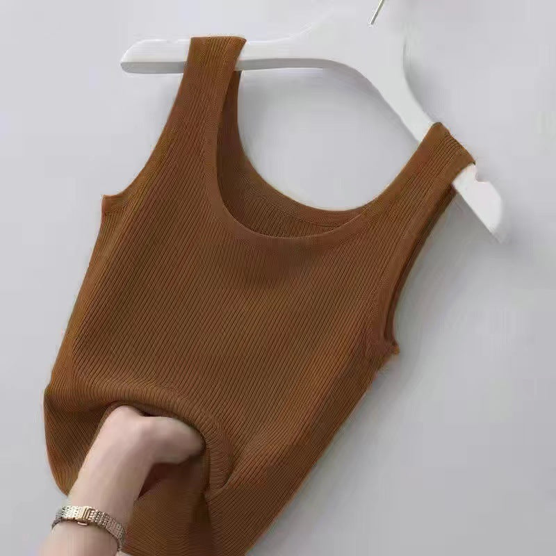 Douyin quente camisola feminina colete interior feminino 2023 primavera e verão nova camisa de fundo fino feminino sem mangas