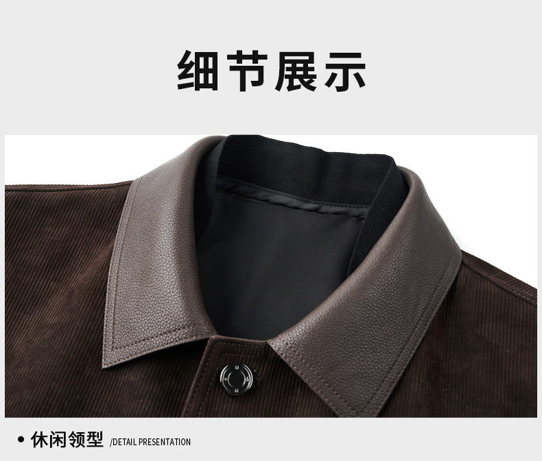 Men's Autumn and Winter New Sheep Suede Jacket Jacket Youth Casual Fashion Handsome Leather Top Men's Leather Jacket Men