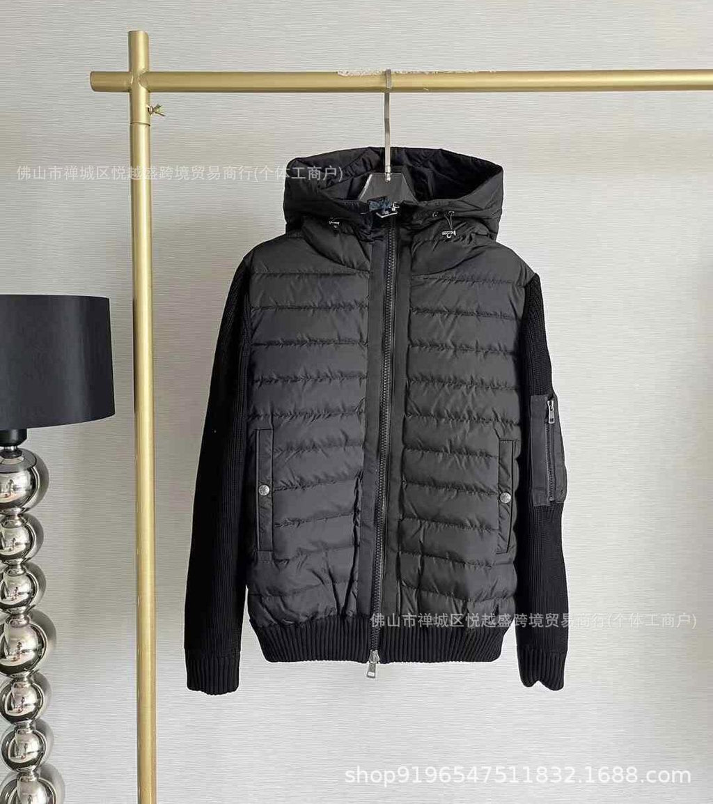 Estação europeia nova M casa malha emenda casual jaqueta masculina branca pato penugem quente moda fino jaqueta para baixo