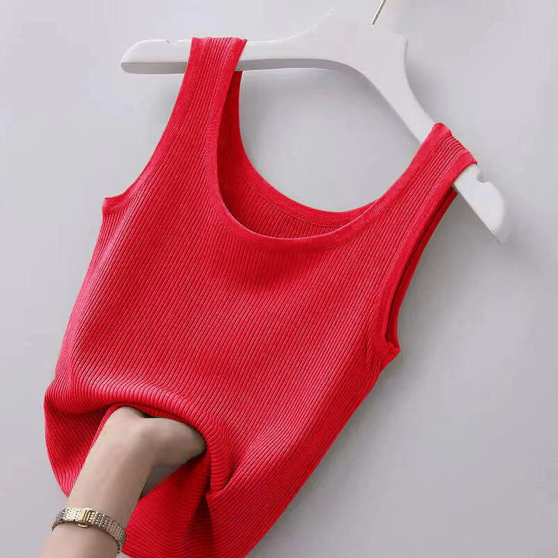 Douyin quente camisola feminina colete interior feminino 2023 primavera e verão nova camisa de fundo fino feminino sem mangas