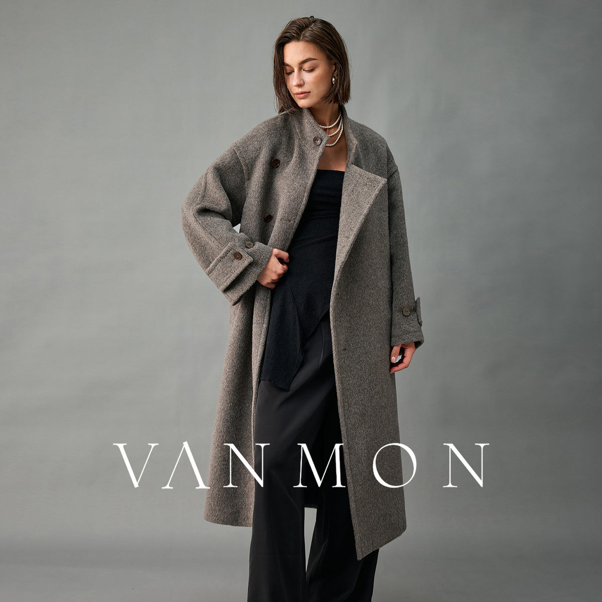 Lined, Thickened, Warm Autumn and Winter New Alpaca Wool Coat for Women with Partial Placket and Tie, Peruvian Alpaca Wool Coat
