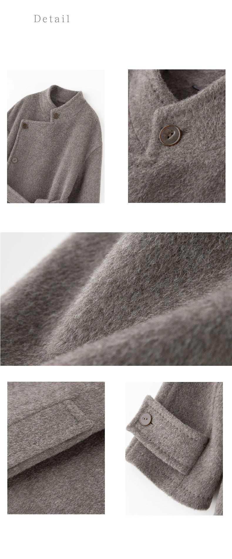 Lined, Thickened, Warm Autumn and Winter New Alpaca Wool Coat for Women with Partial Placket and Tie, Peruvian Alpaca Wool Coat