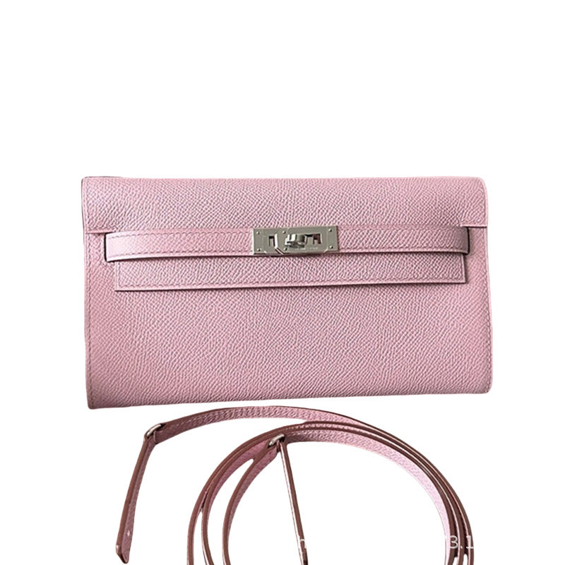 Pure hand-stitched wax thread Kelly epsom cowhide suede crossbody women's bag wallet hand-beaten copper stud crossbody backpack