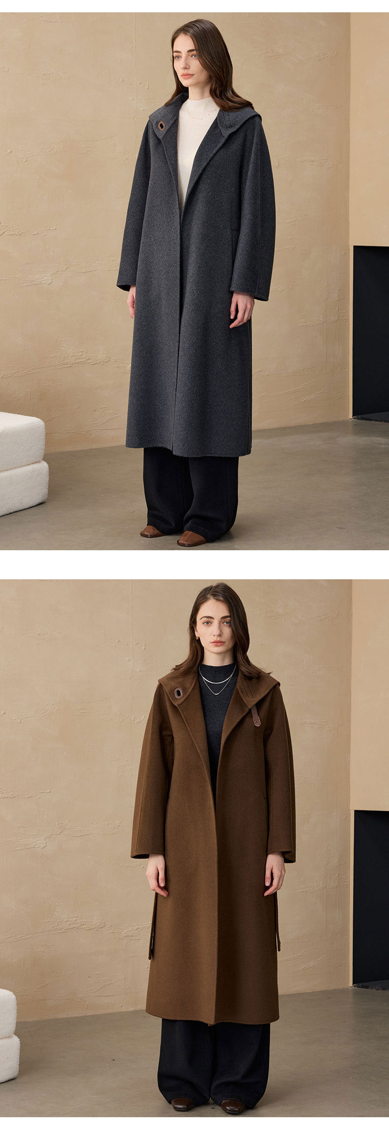 Hepburn Style Outwear Cashmere Woolen Outwear Double-Sided Woolen Outwear Women's Commuter Long Woolen Outwear 2025 Autumn and Winter Outwear