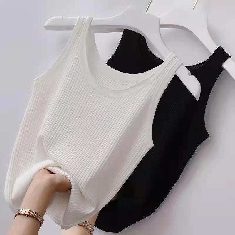 Douyin quente camisola feminina colete interior feminino 2023 primavera e verão nova camisa de fundo fino feminino sem mangas
