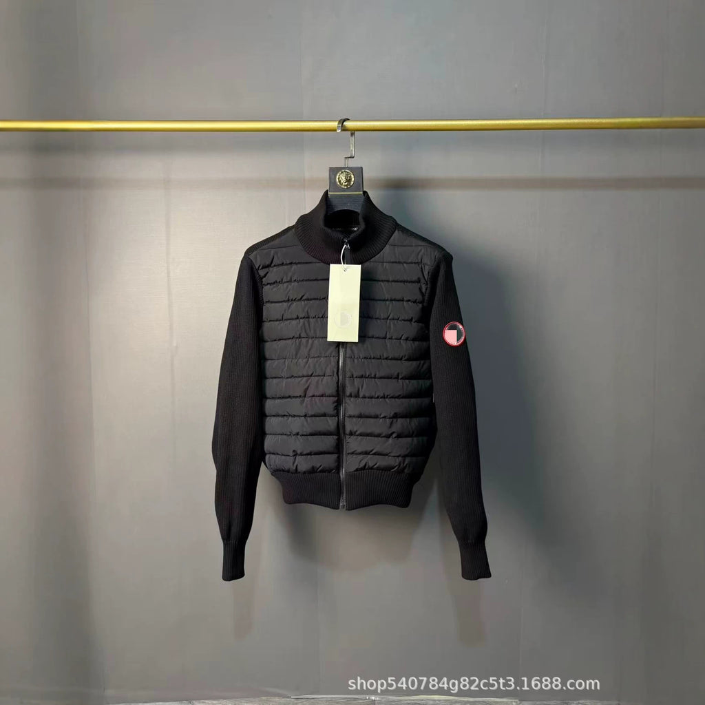 Estação europeia novo ganso de malha emenda casual jaqueta masculina branca pato penugem quente moda fino jaqueta para baixo