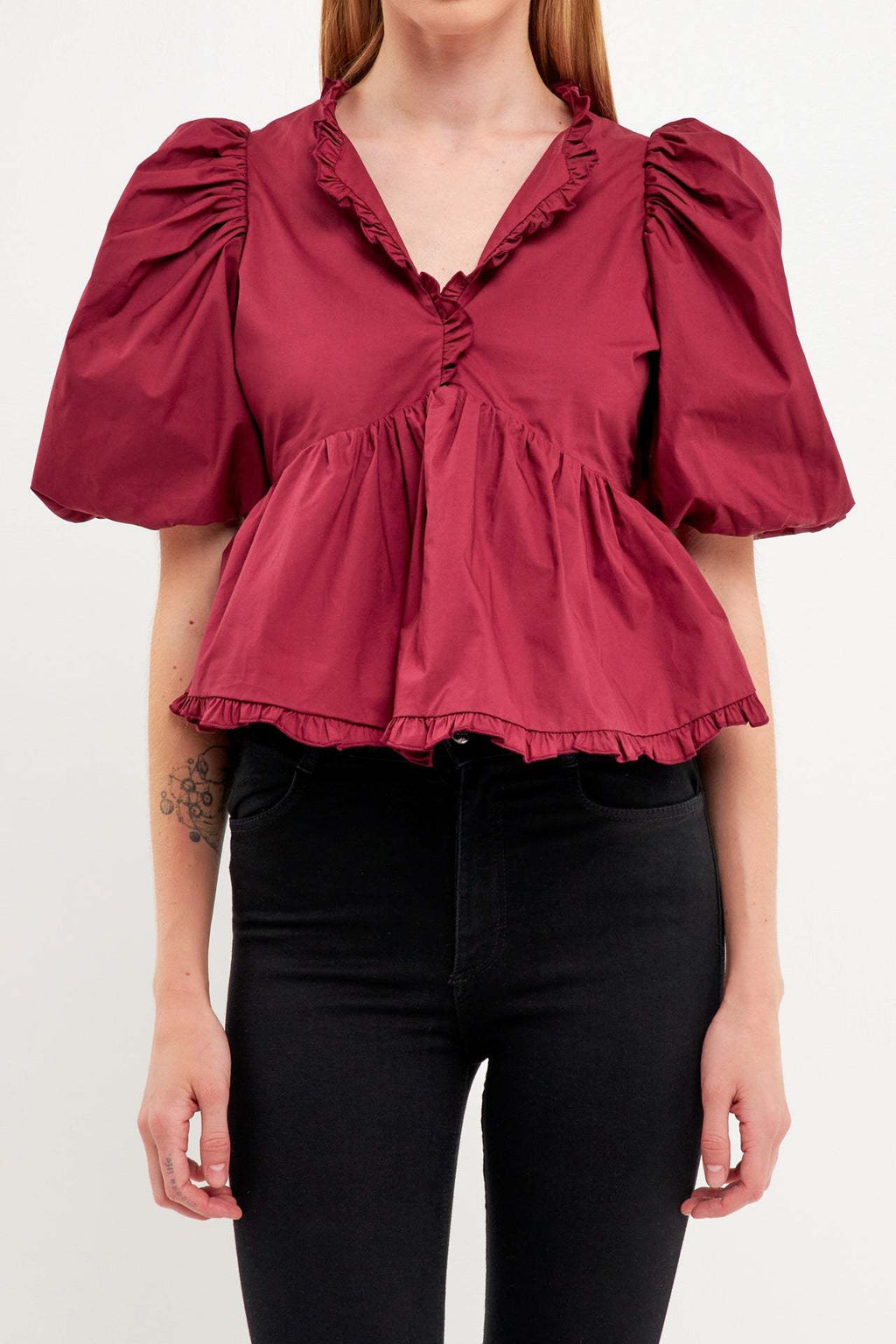 2024 New Summer Dress New Retro Western Style V-Neck Bubble Short Sleeve Shirt