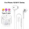Original In-Ear Wired Earphones For Apple iPad iPhone 17 11 12 13 14 15 16 Pro Max TypeC Headphones Laptops Tablet 3.5mm Earbuds
