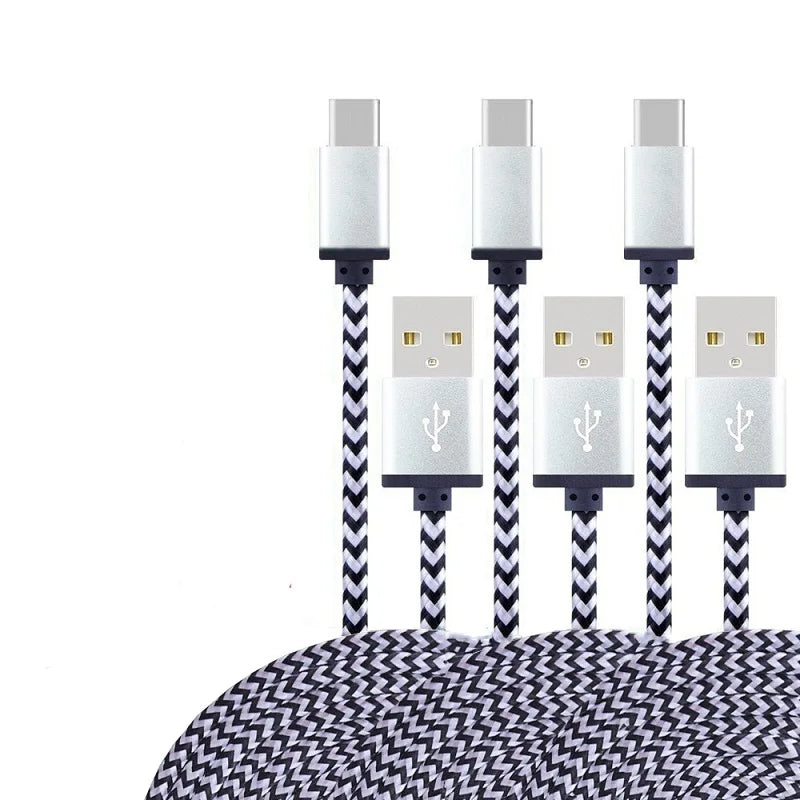 1-3Pcs USB Type C Cable Fast Charging Battery Charger Wire Woven Nylon Data Cable Mobile Phone Charger For Huawei Samsung USB C