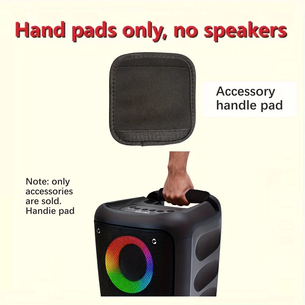 Handle protection cover for JBi Boombox 1/2/3 portable speakers - non-slip handle, durable fabric with black checkered design