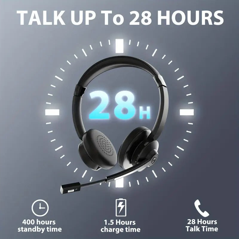 AI Noise Cancelling Wireless Headset with Mic-2