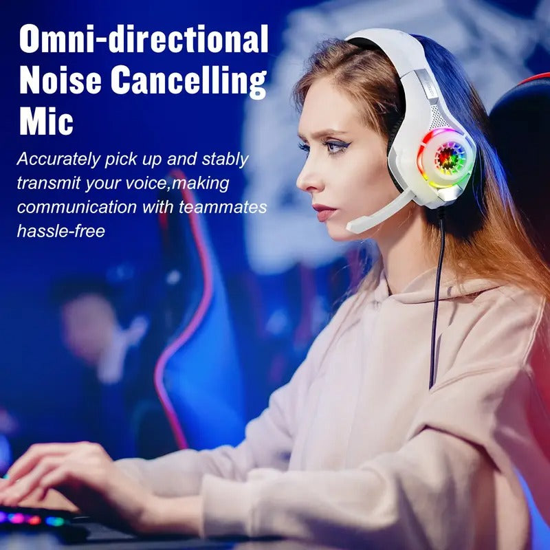 Gaming Headset with Mic, LED Light & Surround Bass-1
