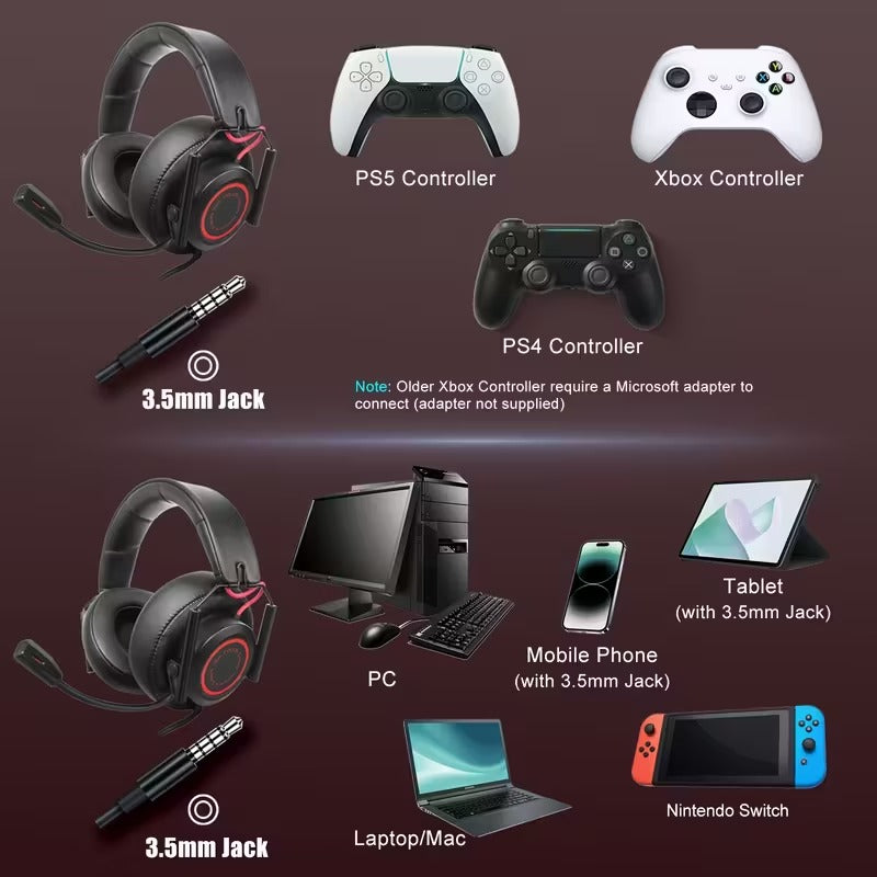 Gaming Headset with Mic Wired Over-Ear-3