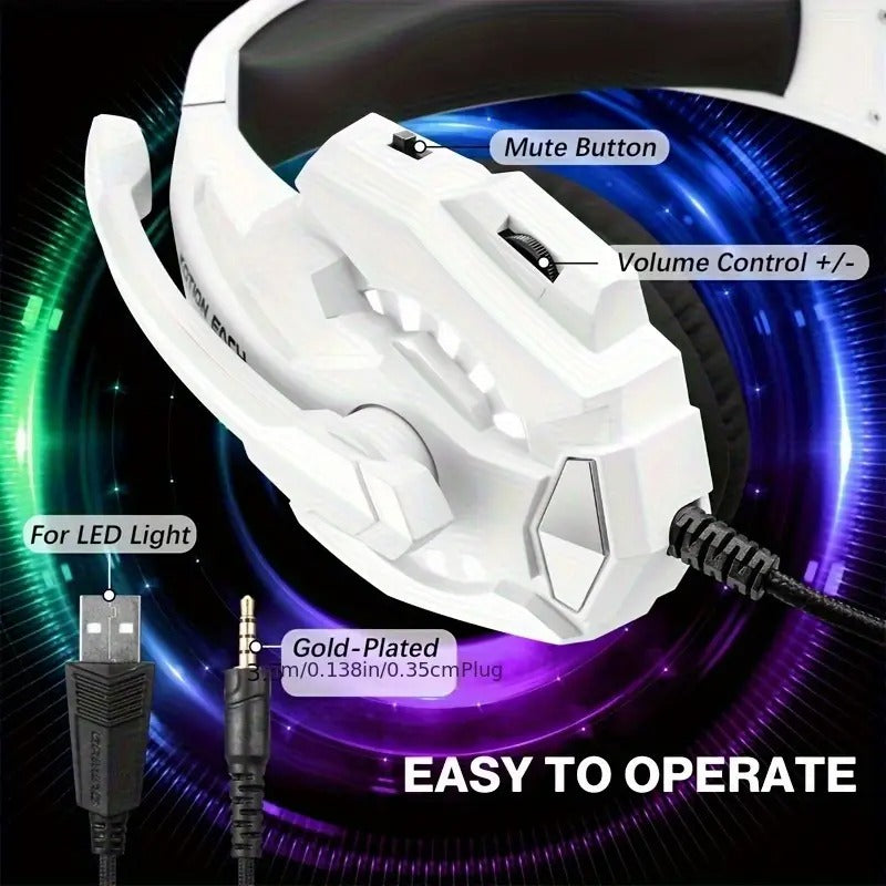Gaming Headset with Mic LED for PS4 PS5 Xbox-4